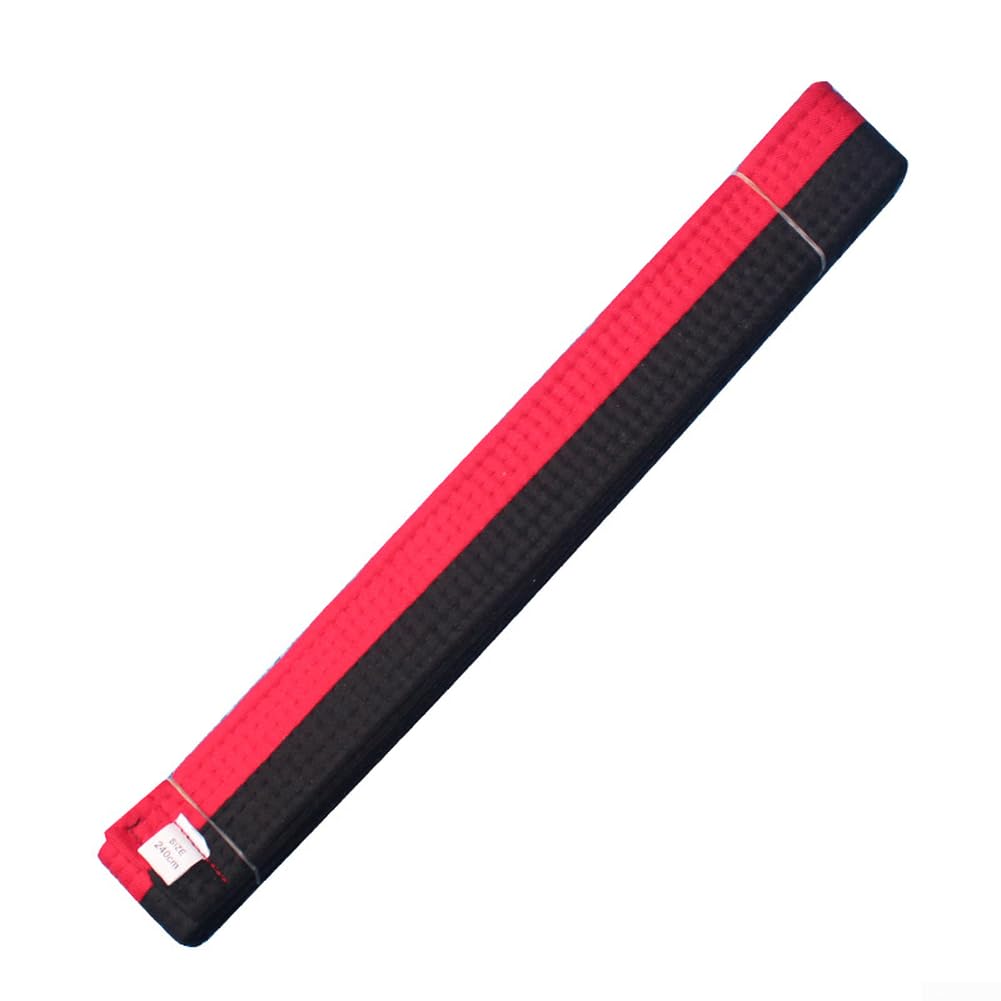 Ceinture de karaté pour judo taekwondo 280 cm de long, couche extérieure en polyester avec structure intérieure en feutre de coton double couche (vert-bleu)