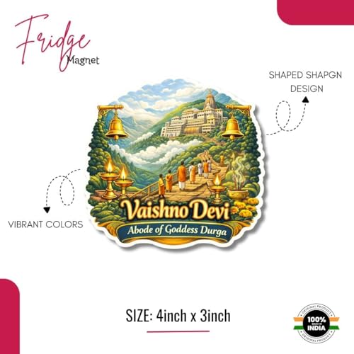 Image of Wooden Fridge Magnet Stickers for Refrigerator, Door Magnet Stickers, Multipurpose Office Magnets | Best Souvenir Gift | Home Office Fridge Decoration Items (Vashno Devi)