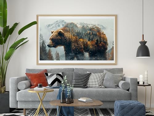 Image of Moohue DIY Counted Stamped Cross Stitch Kits for Adults 14 Count Cross Stitch Patterns Animal Bear Printed Cross Stitch Kits for Adults (Animal Bear Forest)