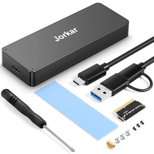 Jorkar External SSD Enclosure USB-C 3.2 for 12+16 Pin MacBook Air/Pro SSDs mid 2013-2017, CNC Hard Drive Case for A1466 A1465 A1502 A1398 SSDs, Portable SSD Reader Box
