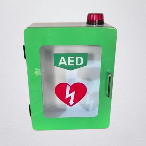 Jxyq Light Alarmed Aed Defibrillator Storage Cabinet, 4Mm High Strength Abs, For Office, Nursing Home & Bus
