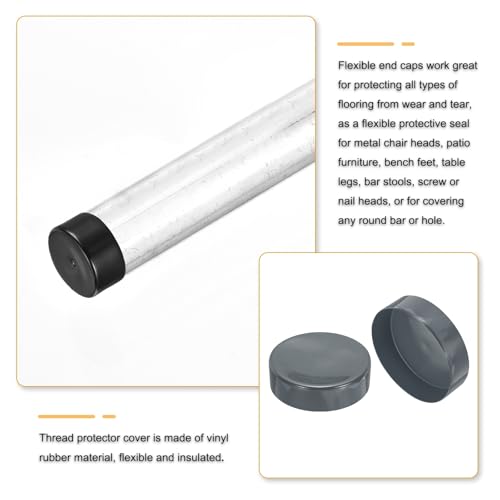 Image of uxcell 2pcs Rubber End Caps 200mm(7 7 /8 Inch) ID x 80mm(3 1 /8 Inch) H Vinyl Round Tube Bolt Cap Cover Screw Thread Protectors Dark Grey