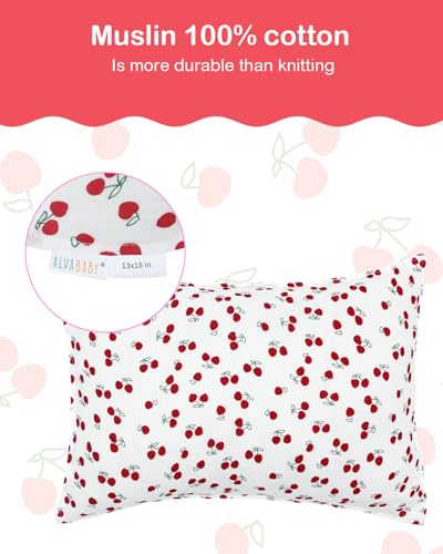 Image of ALVABABY Toddler Pillowcases 2 Pack Muslin Cotton Kids Pillow Cover Fit 13 inchx 18 inch or 12 inchx16 inch Envelope for Girl Boy Travel 2TPM01A