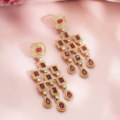 Image of Rubans American Diamond & Crystal Chandelier Earrings Stylish Trendy Jewellery Gift for Women & Girls