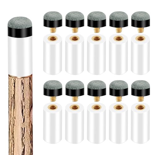CJMUQHEHH 10 Stück Billard Queue Spitze, Schraubspitzen für Billardqueues, 12mm Graue Ersatzspitzen mit Pool Queue Zwinge für Snooker und Pool Billard Zubehör