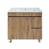 EL BAÑO MODERNO Juego Mueble Baño con Lavabo. Mueble Lavabo 80 cm. Mueble Bajo Lavabo Compacto Preinstalado de Fábrica. Mueble Baño con Lavabo 80 cm con Pie de Porcelana. No Incluye Espejo.