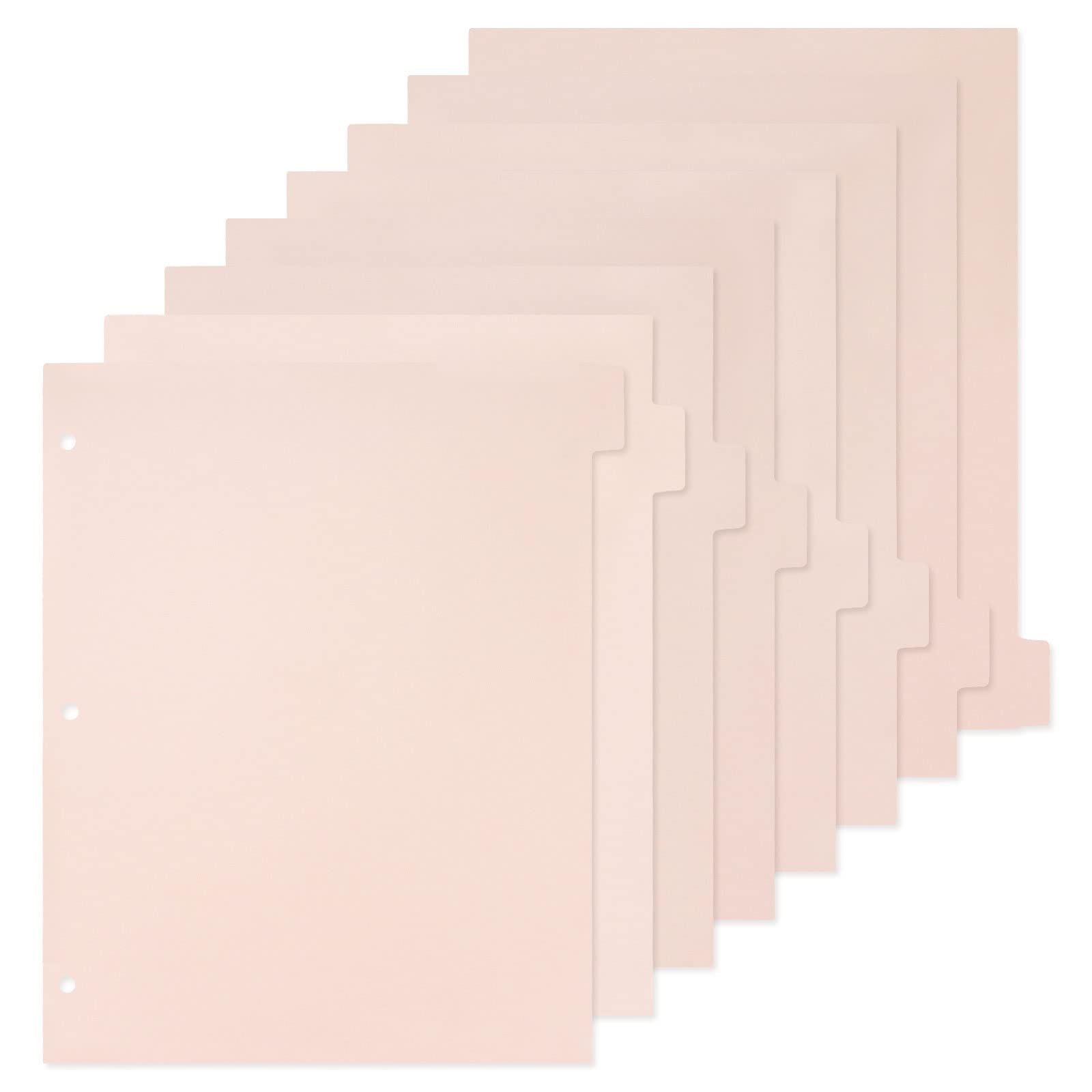 Koqye 8.4 x 11 inch Pink 8-Tab Durable Plastic Dividers for 3 Ring Binder, Binder Separators with Tabs, Binder Tabs Dividers for Student, Teacher, Office, Home Organizers((Pink - 1 Set)