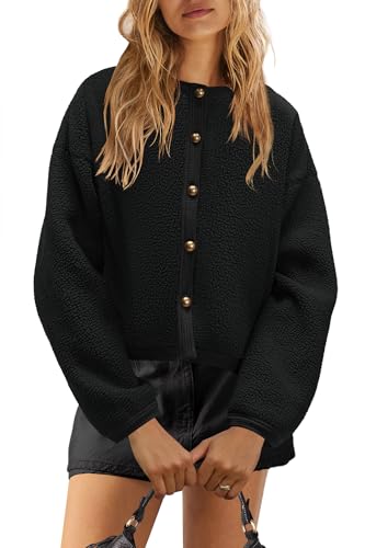 Image of Yanekop Womens Sherpa Jacket Button Down Fleece Winter Coat Fuzzy Jackets Chunky Cardigan Sweaters Open Knit Sweater