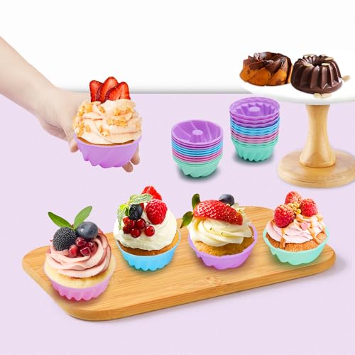 Tongjude 45 Pieces Silicone Loaf Pan for Baking Bread, 4 Cups Silicone Baking Pans Set, Baking Cups, Non-Stick Kitchen Oven Baking Pans, with Measuring Cups and Spoons Set, Grey - Thumbnail 4
