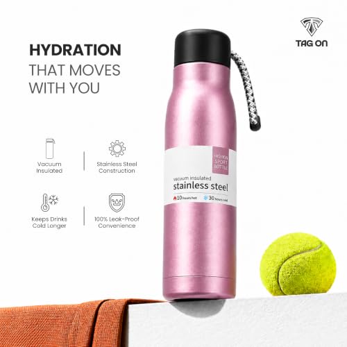 Image of 304 Stainless Steel Water Bottle 500 ml | Hot & Cold | Durable & Leak-Proof | For Office, Home, Kids, School For Women Men | 500ml water bottle | Pink
