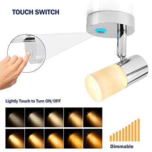 Thalassa 12V Rv Reading Light - Polished Chrome Acrylic Led With Dimmer Touch, Small Blue Night Decor Lights, As Interior Bedside Book Light For Rv Automotive Trailer Boat Lighting #TOP1