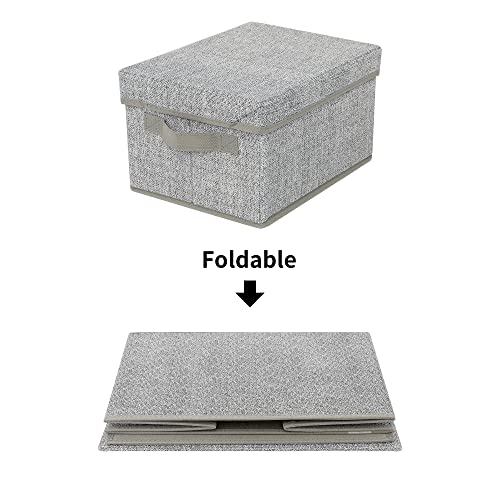 Image of GRANNY SAYS Storage Bins for Shelves with Lids and Handles, Rectangle Storage Basket, Gray, Medium, 3-Pack