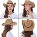 Adjustable Straw Cowboy Hat for Men Women, Western Cowgirl Hat Large Shapeable Wide Brim Sun Hat with Detachable Chin Strap