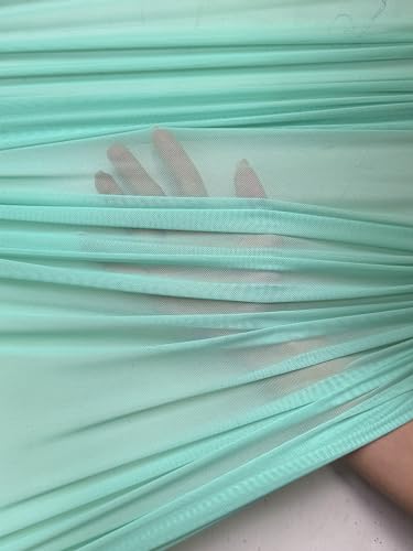 Power Mesh Fabric – 60 inch Width, Lightweight 4-Way Stretch Blend of Synthetic Fibers and Spandex, Perfect for Bra, Control-Topped Pantyhose, and Swimwear Linings (Seafoam)