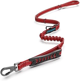 IOKHEIRA Bungee Dog Leads, Anti Pull Dog Leads with Car Seat Belt Buckle, Reflective Thread Dog Leads with Traffic Control Handle, Adjustable Dog Leash for Small Medium Large Dogs