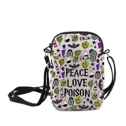 MNIGIU Witchy Poison Fruits Shoulder Bag Halloween Spooky Gift Peace Love Poison Crossbody Bag Family Vacation Gift