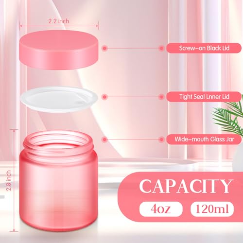 Image of Norme 36 Pcs 4 oz Glass Jars with Lids Cosmetic Jars, Pink
