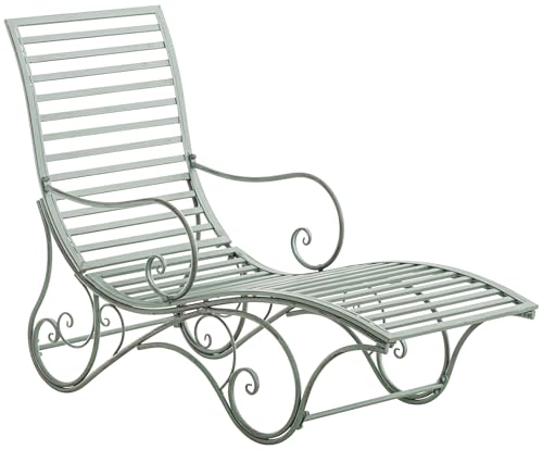 CLP Chaise Longue De Jardin Amiens en Fer Forgée I Bain De Soleil en Métal pour Intérieur Et Extérieur I Transat De Balcon Et Terrasse, Couleur:Vert Antique