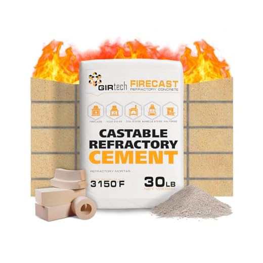 Girtech FireCast Castable Refractory Mix 3110 Degree Fahrenheit 30 Lbs High Temperature Heat Resistant Fireproof Mortar Build Repair Pizza Oven Fire Places Forge Kiln Stove