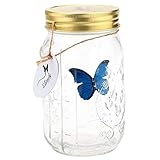 GOULIAN Animated Butterfly in A Jar with LED Lamp,Romantic Glass Amatted Animated Butterfly Jar Butterfly Collection B