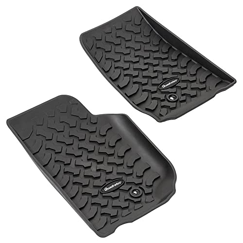 Quadratec Ultimate All Weather Floor Liner - Front - Fits Jeep Wrangler JK Unlimited 2007-2013 - Black - Extra Tall Sides - 5/16 Deep Tread Pattern - Won't Crack, Melt or Warp