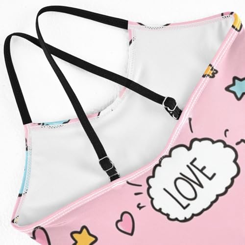 Bolaz Girls Swimsuits One-Piece Bathing Suits Multicolor Kids Sport Summer Beach Swimwear for 3-10 Years Old-Clouds and Hearts4