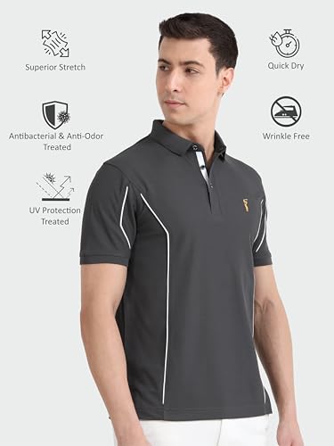 Image of STELLERS Men's Polo T-Shirt | Feather Touch Feel | Odour Resistant | Wrinkle Free | Quick Dry | Stretchable | Lightweight | Anti-Static | UV Resistance | Anti-Microbial