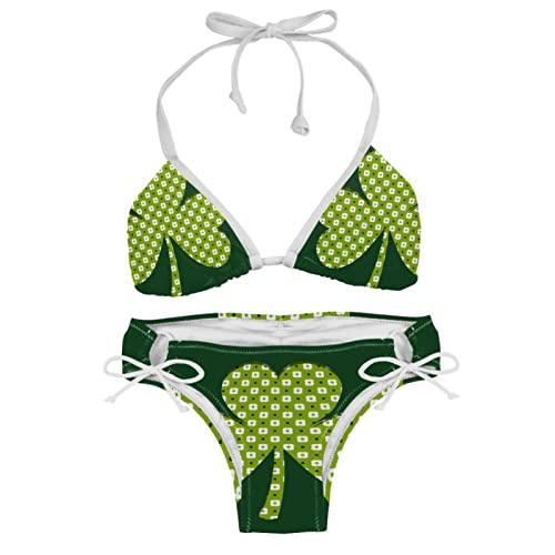 Bikini pour femme Green Clover grand maillot de bain deux pièces multicolore XL
