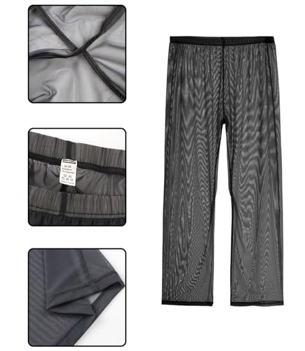 Men's See Through Pajamas Pants Mesh Breathable Sheer and Sexy Pants for Men3