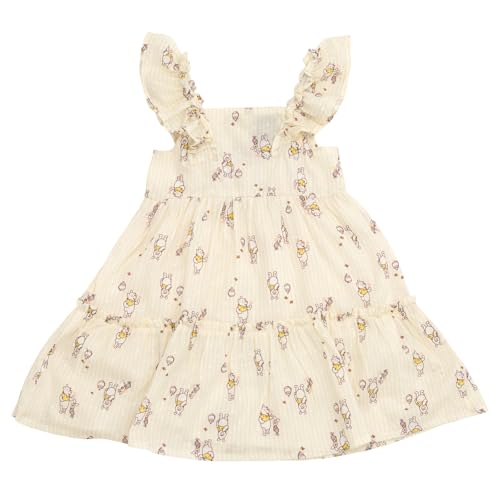 Disney Winnie the Pooh Toddler Girls Square Neck Ruffle Dress Pale Yellow The 2T