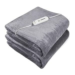 WAPANEUS Electric Throw Blanket 50”x60” Flannel Heated Throw Blanket with Foot Pocket, 3 Heating Settings 4 Hours Auto…