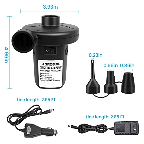 Battery Air Pump For Inflatables, Air Mattress Pump With 3 Nozzles For Airbed Inflatable Pool Inflator Deflator Pump #TOP5