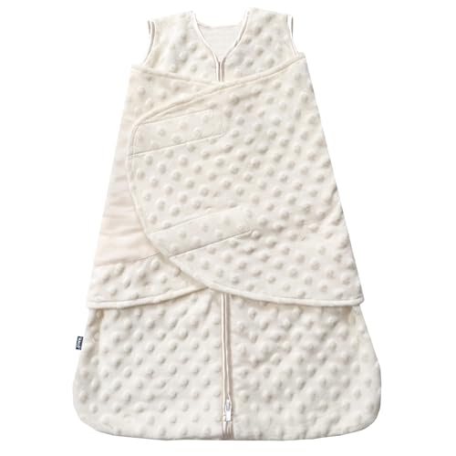 Image of HALO Sleepsack Swaddle, 3-Way Adjustable Swaddle Blanket, TOG 3.0, Velboa, Cream Plush Dots, Small, 3-6 Months
