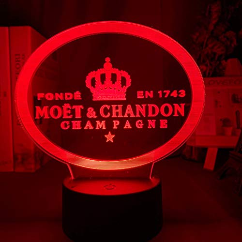 Solo 1 pieza Luz de noche LED con alimentación Moet & Chandon Luz de noche para decoración de habitación de Bar Lámpara de mesa Cambio de color