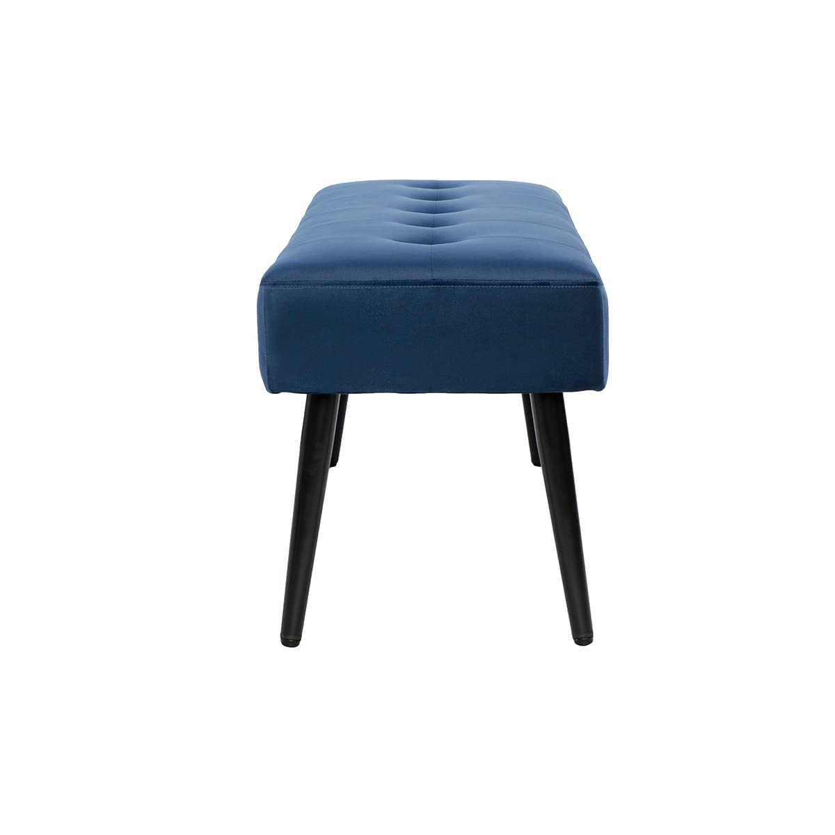 Miliboo Banc Design capitonné en Tissu Velours Bleu Nuit et métal Noir L96 cm GUESTA