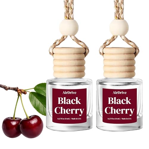 Car Air Freshener Black Cherry 2 Pack Hanging Air Freshener Diffuser Cute Car Accessories Air Freshner for Women & Men Gift Non-Toxic Car Scent Long Lasting Oil Diffuser Made in USA