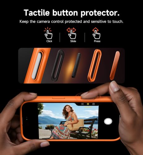 Image of SURITCH for iPhone 17 Case with Camera Control Cover, Camera Slide Cover and Adjustable Kickstand, Compatible with MagSafe, Shockproof Bumper Protective Cases 6.3 Inch, Orange