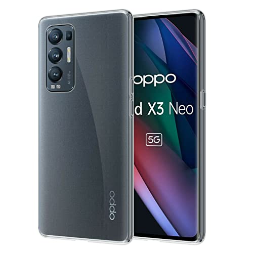 Captor Cover Trasparente per Oppo Find X3 Neo, Custodia TPU in Silicone Flessibile Morbida e Sottile, Alta Qualità con Bordo Rialzato per Schermo e Protezione Fotocamera (Trasparente)