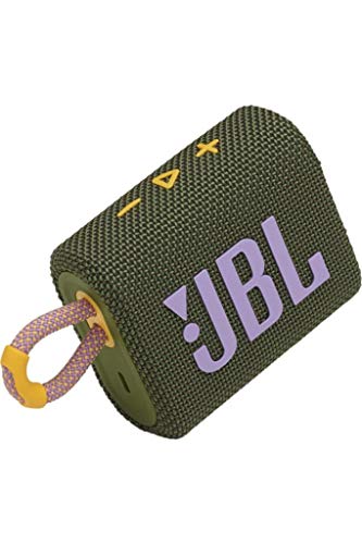 JBL Go 3, Wireless Ultra Portable Bluetooth Speaker, Pro Sound, Vibrant Colors with Rugged Fabric Design, Waterproof, Type C (Without Mic, Green)