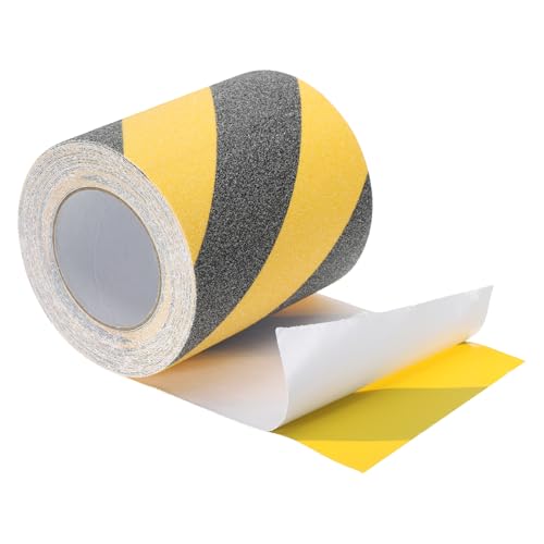PATIKIL 滑り止めテープ 階段滑り止めテープ 屋外屋内テープ 1個 10m x 15cm ステップ 転倒防止テープ 貼るだけ簡単 安全対策 耐水 安全テープ イエローとブ ラ ック