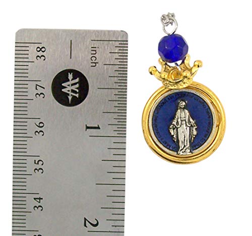 Religious Necklace, Miraculous Medal Crown Pendant with 18 Inch Chain3