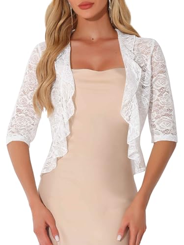 Allegra K Lace Shrug for Women Ruffle Cardigan Open...