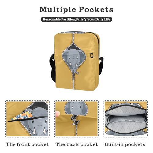 Funnyzipper Elephant Yellow crossbody messenger bag cross body bag for woman Womens Fashion Purses Adjustable Strap for Casual outdoor sports2