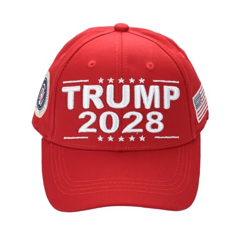 Trump 2028 Cap with Presidential Seal Embroidered Red MAGA Hat Adjustable Dad Cap
