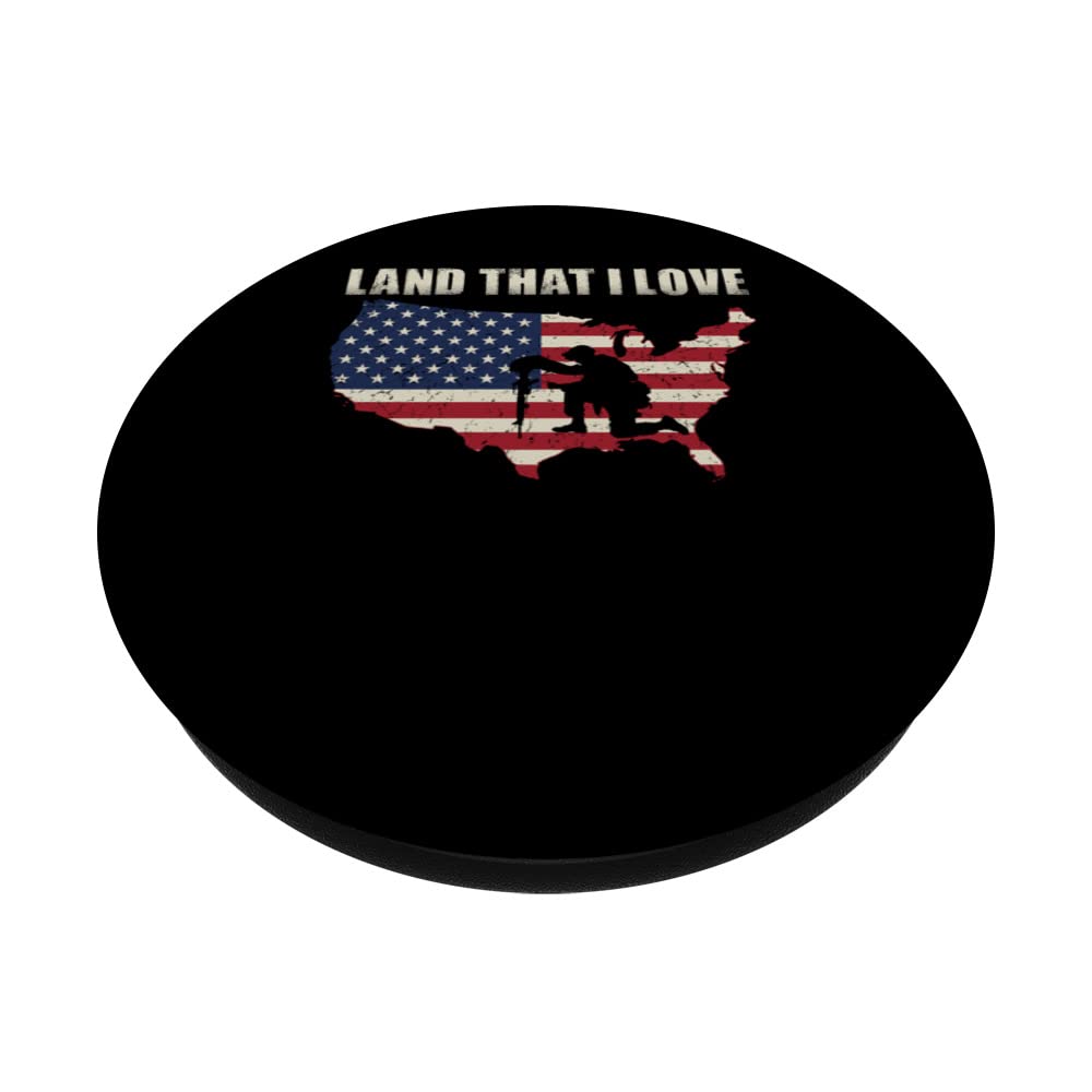 Soldier Honor Duty America USA Land I Love PopSockets Swappable PopGrip, Black - Image 2