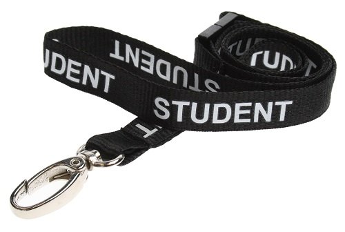 Identity-Plus: Black Pre-Printed STUDENT Lanyard with Metal Lobster Clip & Safety Breakaway (2)