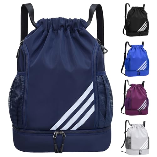 Veftsvy Turnbeutel mit Kordelzug, Wasserdicht Sportbeutel mit Schuhfach,...