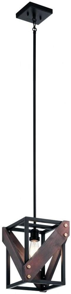 Kichler 44223BK Fulton Cross Rustic Pendant Light, Reclaimed Wood, 1, Black