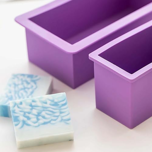 Image of MoldBerry Silicone Soap Mould for Soap Making | 4 Pcs Rectangle Loaf Mold | Flexible & Non-Stick Soap Mould for Handmade DIY Soaps | Large Capacity Upto 1.2 Kg | 25.3 x 7 x 7.3 cm (Multicolour)