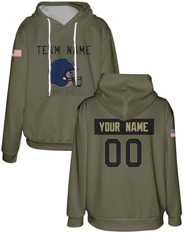 4FunGift 2025 Custom Football Team Hoodie, Personalized Jersey Style with American Flag &Team Est Time Design